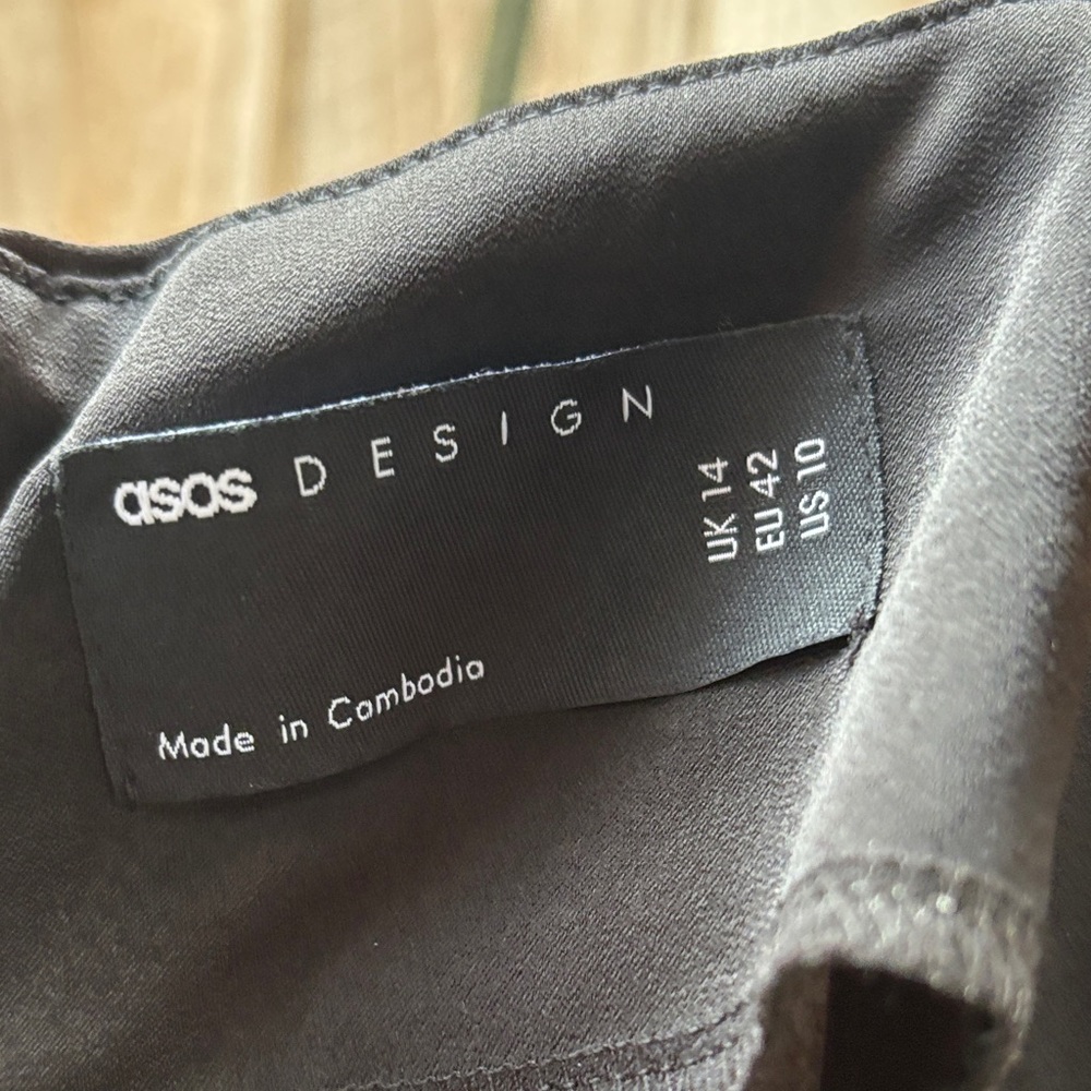 NWOT ASOS DESIGN satin cut out midi dress in black size 10 - Picture 5 of 5